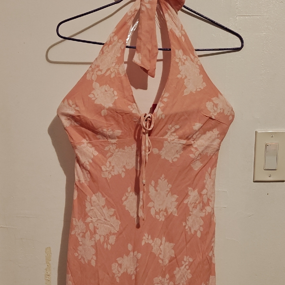 Wild Fable Peach Floral Backless Dress